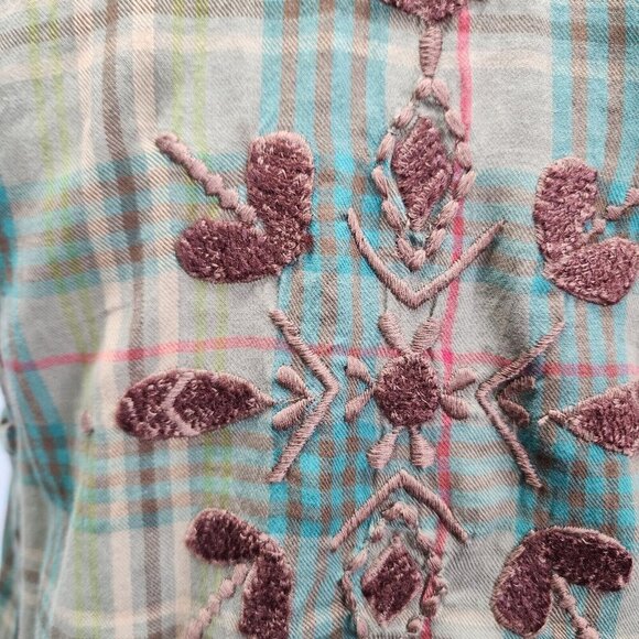 Kyla Seo Green Plaid Embroidered Open Front Sleeveless Cardigan Small EUC - Picture 8 of 13